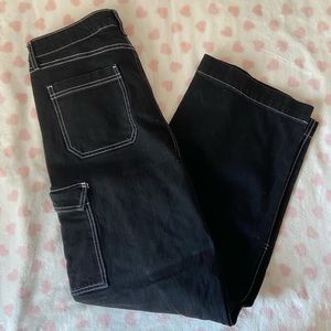 black with white outline regular fit jeans